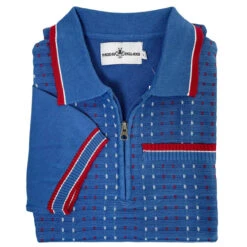 Miles Mod Jacquard Knit Polo (FB) -KDX Clothing Store madcap england miles jacquard polo federal blue 2 44518.1687189019