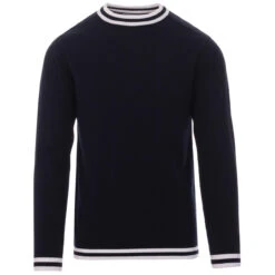 LS Moon Mod Tipped Knit Jumper (F) -KDX Clothing Store madcap england moon long sleeve top navy 4 17133.1661262086