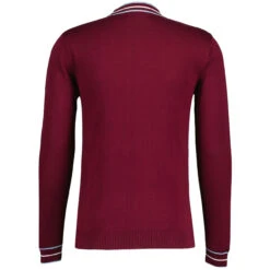 Moore Mod Pointelle Knit Tipped Mock Turtleneck Jumper In Zinfandel -KDX Clothing Store madcap england moore tipped pointelle knit tee zinfandel mc1049 1 89417.1695997398