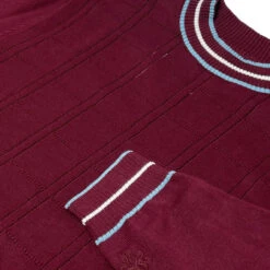 Moore Mod Pointelle Knit Tipped Mock Turtleneck Jumper In Zinfandel -KDX Clothing Store madcap england moore tipped pointelle knit tee zinfandel mc1049 4 43245.1695997395