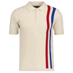 Beck Mod Racing Stripe Knit Polo NB -KDX Clothing Store madcap england racing stripe knitted polo birch 3 85057.1668444257