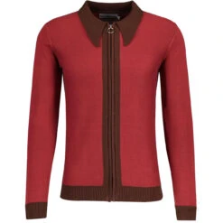 Riva Retro Zip Through Cardigan G -KDX Clothing Store madcap england riva spear collar ring zip cardigan russet red 3 62964.1683192152 1