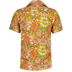 Rock-a-Hula Retro Rayon Floral SS Hawaiian Shirt In Mustard -KDX Clothing Store madcap england short sleeve floral rayon hawaiian shirt mustard mc1078 1 82726.1698858543