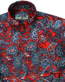 Sunset Paisley 1960s Mod Shirt RED -KDX Clothing Store madcap england sunset paisley shirt red 3 88009.1661270295