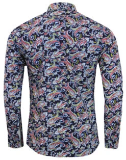 Tabla Paisley 1960s Mod Shirt NAVY