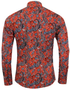 Tabla Paisley Retro 60s Mod Shirt -KDX Clothing Store madcap england tabla paisley shirt red 2 36714.1661270591