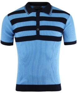 Terry Retro Mod Ribbed Stripe Polo -KDX Clothing Store madcap england terry polo sky 3 94993.1661271159 2