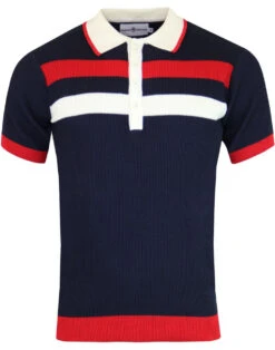 Terry Retro Mod Ribbed Stripe Polo -KDX Clothing Store madcap england terry ribbed polo navy 3 82177.1661268986 2