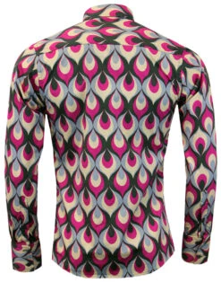 Trip Flames Retro Mod Op Art Shirt 8 Trip Flames Retro Mod Op Art Shirt -KDX Clothing Store madcap england trip flames shirt 3 24721.1661270282