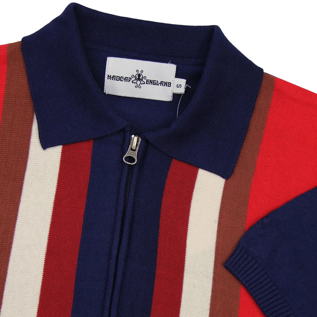 Victor 60s Mod Stripe Zip Polo TAN 3 Victor 60s Mod Stripe Zip Polo TAN