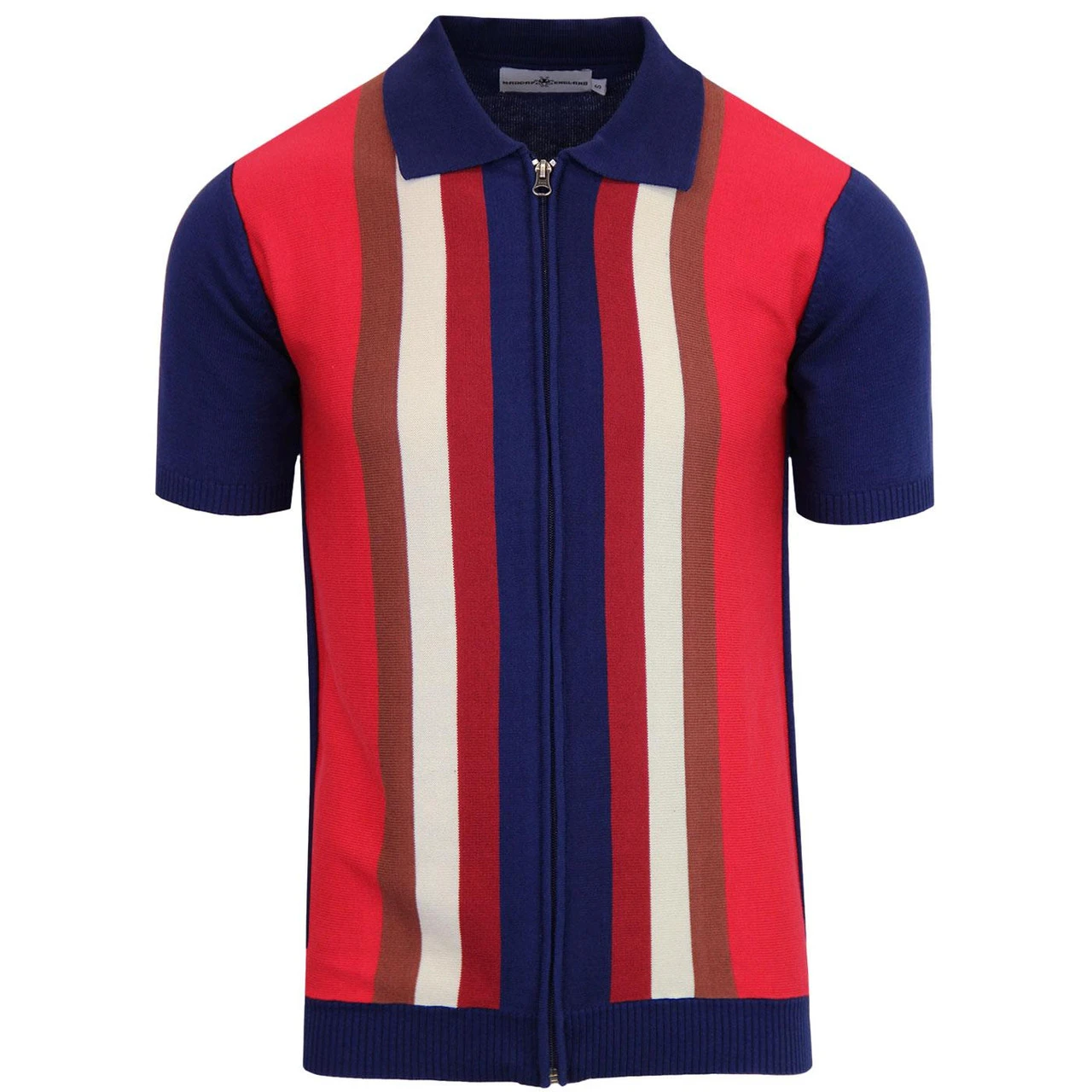 Victor 60s Mod Stripe Zip Polo TAN 4 Victor 60s Mod Stripe Zip Polo TAN - Image 2