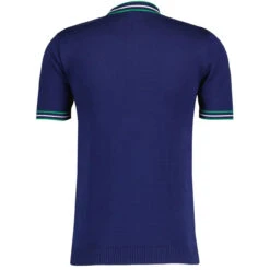 Wilson Pointelle Knit Mod Mock Turtleneck Tipped Tee In Navy -KDX Clothing Store madcap england wilson ss tipped knit top navy mc1041 11 21401.1693991705 1