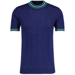 Wilson Pointelle Knit Mod Mock Turtleneck Tipped Tee In Zinfandel -KDX Clothing Store madcap england wilson ss tipped knit top navy mc1041 2 60658.1693991701