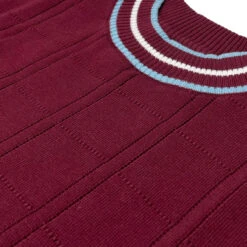 Moore Mod Pointelle Knit Tipped Mock Turtleneck Jumper In Zinfandel -KDX Clothing Store madcap england wilson tipped pointelle knit tee zinfandel 31 20642.1695997399