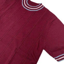 Wilson Pointelle Knit Mod Mock Turtleneck Tipped Tee In Zinfandel -KDX Clothing Store madcap england wilson tipped pointelle knit tee zinfandel 4 30601.1695997132