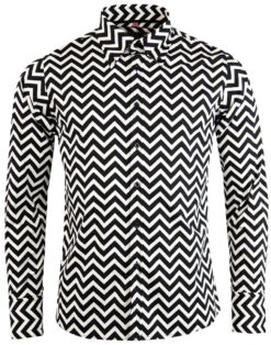 Zig Zag Trip Mod Button Down Shirt -KDX Clothing Store madcap england zig zag shirt 5 64806.1661270785