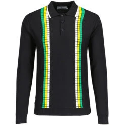 Zodiac Mod Textured Raised Stripe Knitted Polo Shirt Black 21 Zodiac Mod Textured Raised Stripe Knitted Polo Shirt Black -KDX Clothing Store madcap england zodiac waffle square stripe polo black 3 78989.1695997591