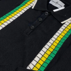 Zodiac Mod Textured Raised Stripe Knitted Polo Shirt Black 25 Zodiac Mod Textured Raised Stripe Knitted Polo Shirt Black -KDX Clothing Store madcap england zodiac waffle square stripe polo black 5 15548.1695997598