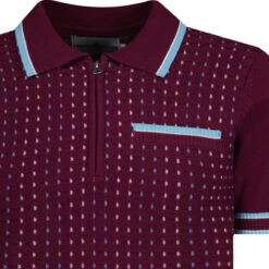 Miles Mod Jacquard Knit Polo (FB) -KDX Clothing Store madcap jacquard polo zinfandel detail 59647.1684508649