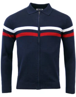 Mavers MADCAP Retro Mod Zip Through Knit Track Top -KDX Clothing Store madcap mavers zip cardigan navy 6 54030.1661271974 1