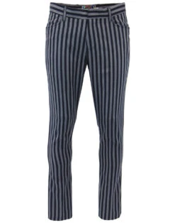 Meadon Mod Boating Stripe Trousers -KDX Clothing Store madcap navy grey frogmouth trs 51 08298.1661271421