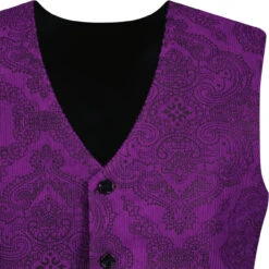 Paisley Manero 70s Cord Waistcoat P 7 Paisley Manero 70s Cord Waistcoat P -KDX Clothing Store madcap paisley cord waistcoat purple detail 84967.1664290846