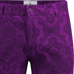 Psycho Paisley Slim Cord Trousers P -KDX Clothing Store madcap paisley cords purple detail 59824.1664290827