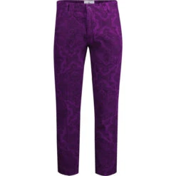 Psycho Paisley Slim Cord Trousers P -KDX Clothing Store madcap paisley cords purple front 11576.1664290823