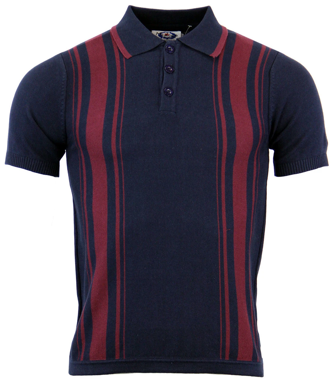 Aftermath 60s Mod Stripe Knit Polo (Navy) 4 Aftermath 60s Mod Stripe Knit Polo (Navy) - Image 2