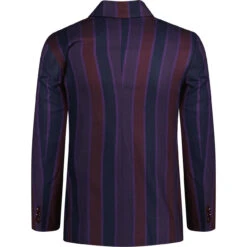 Backbeat Double Breasted Blazer (P) -KDX Clothing Store madcap stripe db boating blazer purple side 43798.1665050575