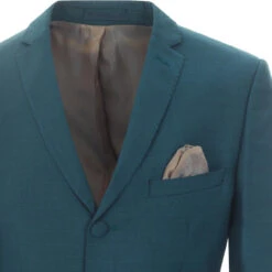 Mod Mohair Tonic Suit Jacket (Teal) -KDX Clothing Store madcap suit blazer teal detail 93674.1661264882