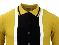 Marriott Suede Mod Polo Cardigan BM -KDX Clothing Store madcap england suede marriott mustard3 47969.1661272847