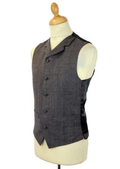 Redford High Fasten Check Waistcoat -KDX Clothing Store madcap silver check suit waistcoat2 89687.1661273026