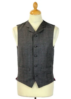 Redford High Fasten Check Waistcoat -KDX Clothing Store madcap silver check suit waistcoat4 08038.1661273025