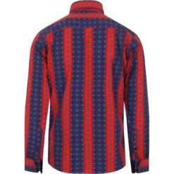 Diamond Dots Mod High Collar Shirt 11 Diamond Dots Mod High Collar Shirt -KDX Clothing Store madcapeng circle pattern shirt blue back 75594.1661263163