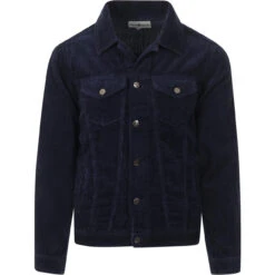 Woburn Jumbo Cord Western Jacket N -KDX Clothing Store madcapeng cord trucker navy front1 51545.1661264027 1