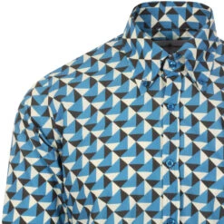 Trip Geo Chevron Retro Mod Shirt -KDX Clothing Store madcapeng geo print shirt blue detail 00640.1661263267