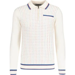 Coltrane Mod Jacquard Knit Polo Z -KDX Clothing Store madcapeng jacquard zip ls polo snow front 35697.1678197972 2