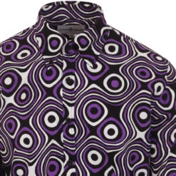 Trip Op Art Mod Big Collar Shirt BR 18 Trip Op Art Mod Big Collar Shirt BR -KDX Clothing Store madcapeng opart shirt lilac detail 61836.1661262959 2