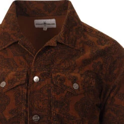 Woburn Paisley Cord Trucker Jacket -KDX Clothing Store madcapeng paisley cord trucker tan detail 83342.1661264523