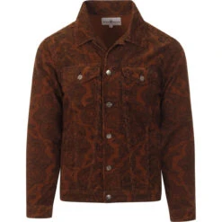 Woburn Paisley Cord Trucker Jacket -KDX Clothing Store madcapeng paisley cord trucker tan front 32279.1661264521