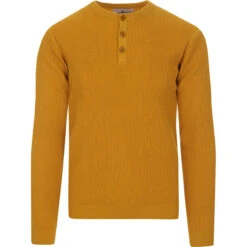 Caine Mod Ribbed Grandad Top (MB) -KDX Clothing Store madcapeng ribbed long polo yellow front 60568.1661264069 1