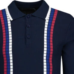 Zodiac Raised Stripe Knit Polo NAVY -KDX Clothing Store madcapeng stripe ls polo tshirt peacoat detail 74355.1678194986 2