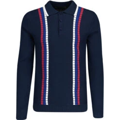 Zodiac Raised Stripe Knit Polo NAVY -KDX Clothing Store madcapeng stripe ls polo tshirt peacoat front 99234.1678196390 2