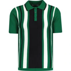 Folklore Mod Stripe Knit Polo (GJ) 24 Folklore Mod Stripe Knit Polo (GJ) -KDX Clothing Store madcapeng stripe polo tshirt green front 61805.1673453107 2