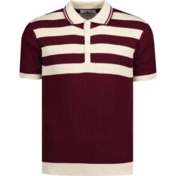 Terry Retro Mod Rib Stripe Polo WW -KDX Clothing Store madcapeng terry rib stripes polo zinfandel front 34715.1661260294 4