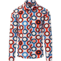 Trip Circles Mod Button Down Shirt -KDX Clothing Store madcapeng trip shirt red front 92985.1661264574 4