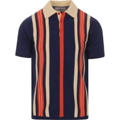 Farlowe Mod Stripe Knit Polo Top GO 34 Farlowe Mod Stripe Knit Polo Top GO -KDX Clothing Store madcapeng vertical stipes polo blue front 26083.1661263003 3