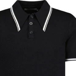 Empire Mod Big Collar Popcorn Waffle Polo In Black/Buckthorn -KDX Clothing Store madcapengland empire polo tshirt black detail 95757.1687259704 1