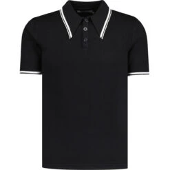 Empire Retro Popcorn Knit Polo (JR) -KDX Clothing Store madcapengland empire polo tshirt black front 39301.1687259701